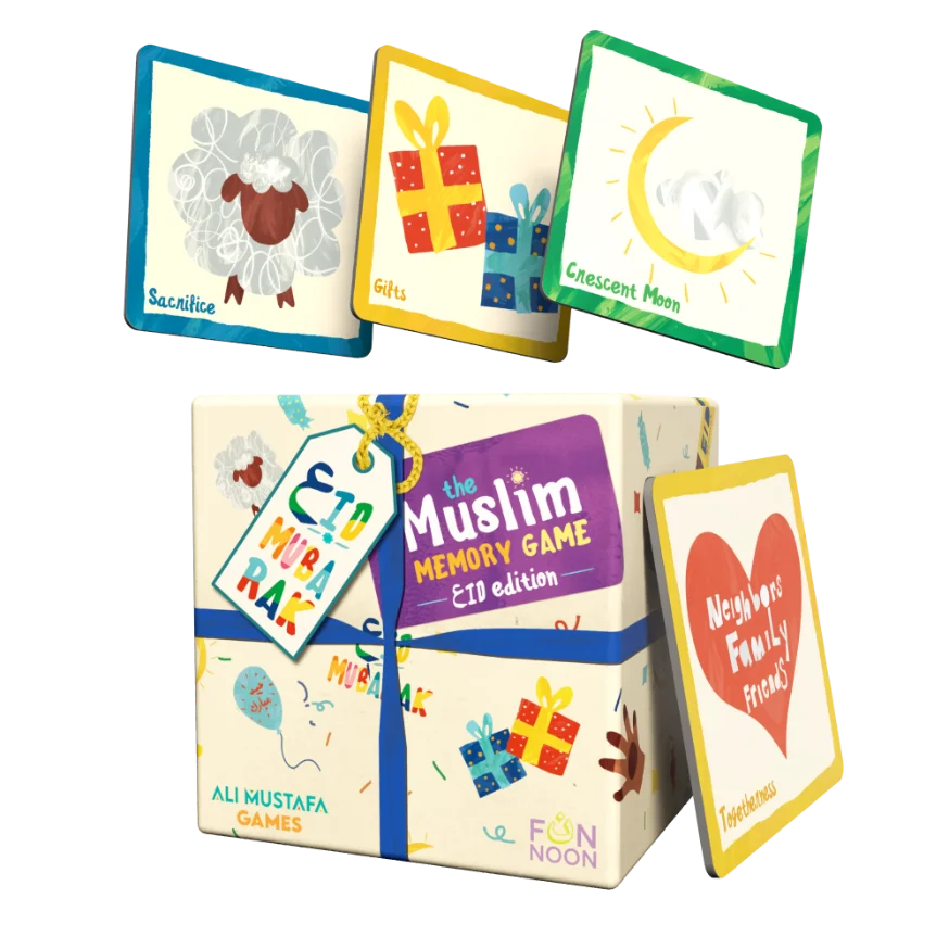 The Muslim Memory Game Eid Edition box with illustrated Eid tradition tiles